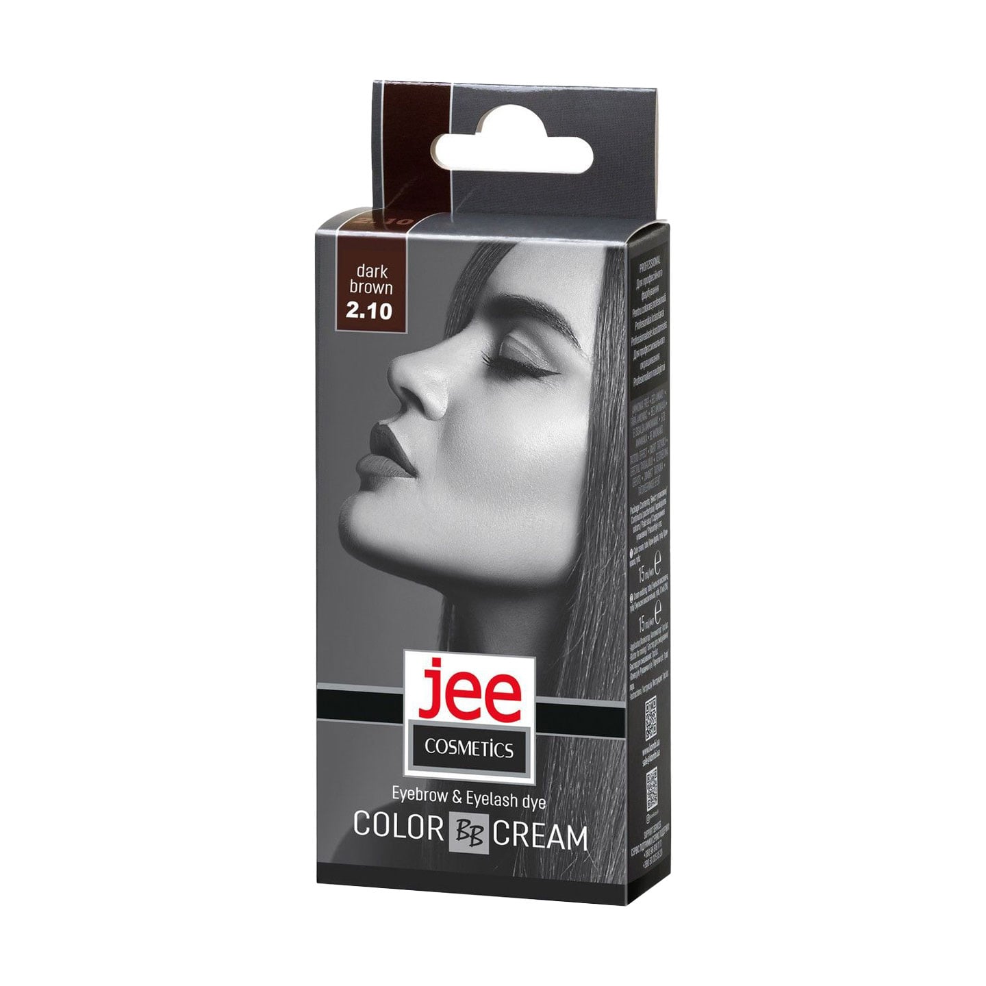 Крем-фарба для брів та вій Jee Cosmetics Eyebrow &amp; Eyelash Dye Color Cream 2.10 Темно-коричневий, 15 мл
