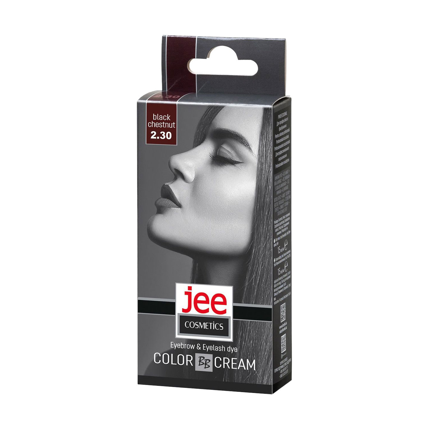 Крем-фарба для брів та вій Jee Cosmetics Eyebrow &amp; Eyelash Dye Color Cream 2.30 Чорний каштан, 15 мл