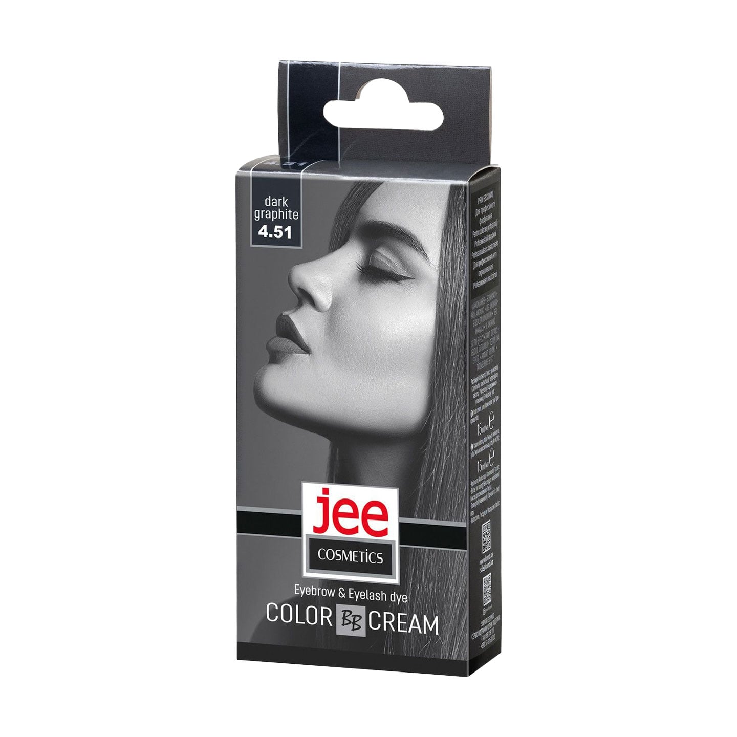 Крем-фарба для брів та вій Jee Cosmetics Eyebrow &amp; Eyelash Dye Color Cream 4.51 Темно-графітовий, 15 мл